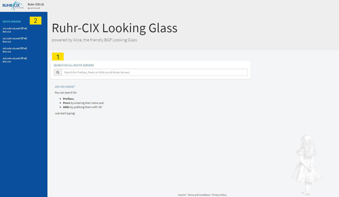 Ruhr-CIX Looking glass home page